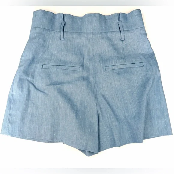 Veronica Beard Ashford High-Waist Pleated Shorts in Lake Blue, Size 4 - Picture 6 of 8